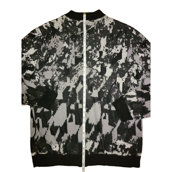 Calvin Klein Cardigan Mens Sweater  Large Abstract Black Zip Jacket - Picture 4 of 7